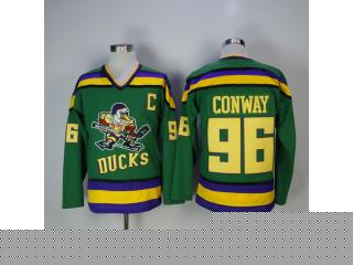 Classic Anaheim Ducks 96 Charlie Conway Ice Hockey Jersey Green