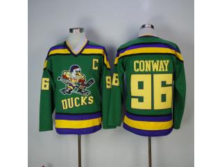 Classic Anaheim Ducks 96 Charlie Conway Ice Hockey Jersey Green