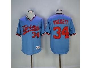 Minnesota Twins 34 Kirby Puckett Baseball Jersey Blue Retro