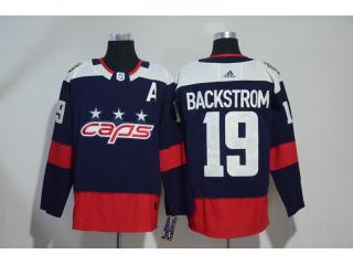 Adidas Washington Capitals 19 Nicklas Backstrom Ice Hockey Jersey Navy Blue