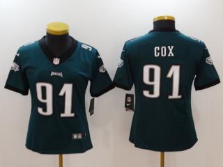 Women Philadelphia Eagles 91 Fletcher Cox Football Jersey Legend Green