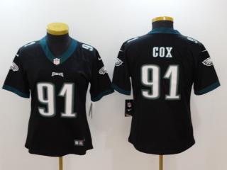 Women Philadelphia Eagles 91 Fletcher Cox Football Jersey Legend Black