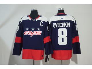 Adidas Washington Capitals 8 Alex Ovechkin Ice Hockey Jersey Navy Blue
