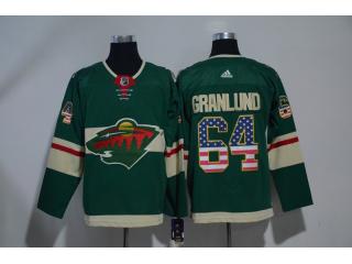 Adidas Minnesota Wild 64 Mikael Granlund Ice Hockey Jersey Green National flag