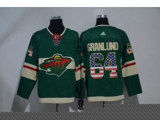 Adidas Minnesota Wild 64 Mikael Granlund Ice Hockey Jersey Green National flag