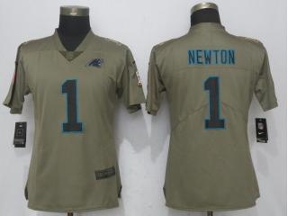 Women Carolina Panthers 1 Cam Newton Olive Salute To Service Elite Jersey