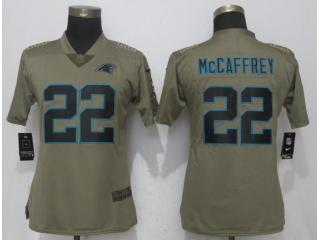 Women Carolina Panthers 22 Draft McCaffrey Olive Salute To Service Elite Jersey