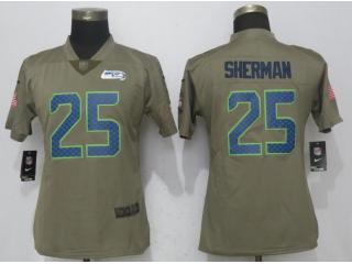 Women Seattle Seahawks 25 Richard Sherma Olive Salute To Service Elite Jersey