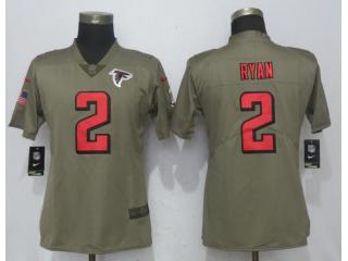 Women Atlanta Falcons 2 Matt Ryan Olive Salute To Service Elite Jersey