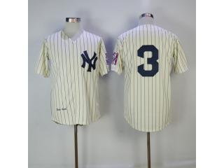 New York Yankees 3 Babe Ruth Baseball Jersey Beige Retro