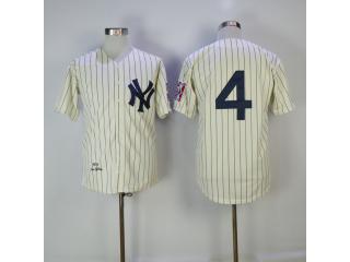 New York Yankees 4 Lou Gehrig Baseball Jersey Beige Retro