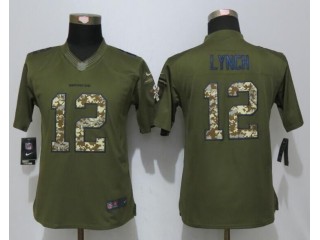 Women Denver Broncos 12 Paxton Lynch Green Salute To Service Limited Jersey