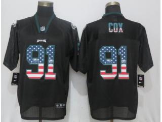Philadelphia Eagles 91 Fletcher Cox USA Flag Fashion Black Elite Jersey