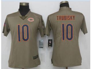 Women Chicago Bears 10 Mitchell Trubisky Olive Salute To Service Limited Jersey