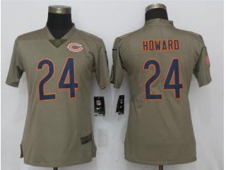 Women Chicago Bears 24 Jordan Howard Olive Salute To Service Limited Jersey