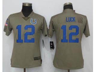 Women Indianapolis Colts 12 Andrew Luck Olive Salute To Service Limited Jersey