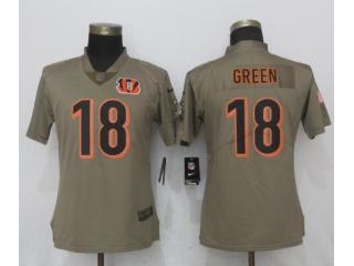 Women Cincinnati Bengals 18 A.J. Green Olive Salute To Service Limited Jersey