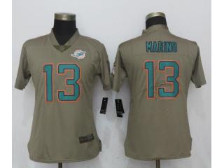 Women Miami Dolphins 13 Dan Marino Olive Salute To Service Limited Jersey