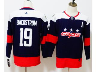 Youth Adidas Washington Capitals 19 Nicklas Backstrom Ice Hockey Jersey Navy Blue