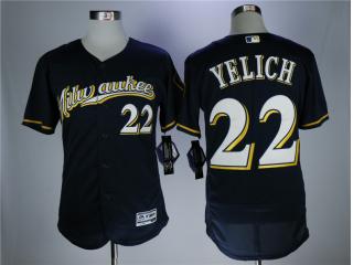 Milwaukee Brewers 22 Christian Yelich Flexbase Baseball Jersey Navy Blue