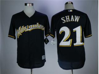 Milwaukee Brewers 21 Travis Shaw Flexbase Baseball Jersey Navy Blue