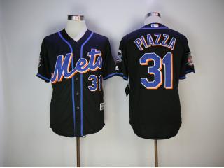 New York Mets 31 Mike Piazza Baseball Jersey Black retro net eye