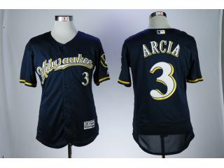 Milwaukee Brewers 3 Orlando Arcia Flexbase Baseball Jersey Navy Blue