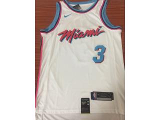 2018 Nike Miami Heat 3 Dwyane Wade Basketball Jersey White Fans City Edition