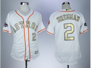 2018 Houston Astros 2 Alex Bregman FlexBase Baseball Jersey White Golden word