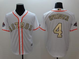 2018 Houston Astros 4 George Springer Baseball Jersey Fans White Golden word