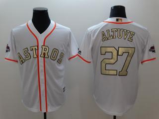 2018 Houston Astros 27 Jose Altuve Baseball Jersey Fans White Golden word