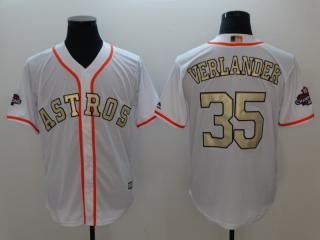 2018 Houston Astros 35 Justin Verlander Baseball Jersey Fans White Golden word