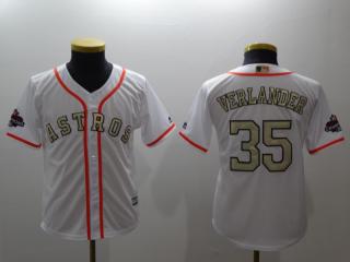 Youth 2018 Houston Astros 35 Justin Verlander Baseball Jersey Fans White Golden word