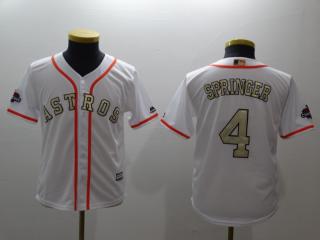 Youth 2018 Houston Astros 4 George Springer Baseball Jersey Fans White Golden word