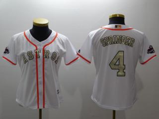 Women 2018 Houston Astros 4 George Springer Baseball Jersey Fans White Golden word