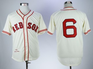 Boston Red Sox 6 Johnny Pesky Baseball Jersey Beige Retro