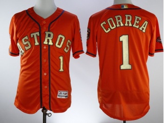 Houston Astros #1 Carlos Correa Flexbase Jersey Orange With Gold Number