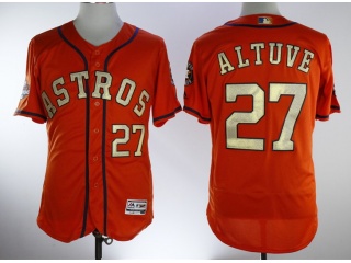 Houston Astros #27 Jose Altuve Flexbase Jersey Orange With Gold Number