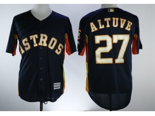 Houston Astros #27 Jose Altuve Cool Base Jersey Blue With Gold Number