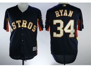 Houston Astros #34 Nolan Ryan Cool Base Jersey Blue With Gold Number