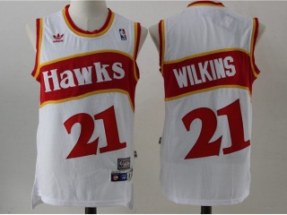 Atlanta Hawks 21 Dominique Wilkins Basketball Jersey White Throwback