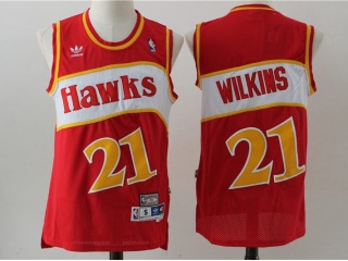 Atlanta Hawks 21 Dominique Wilkins Basketball Jersey Red Throwback
