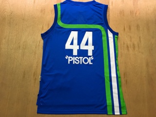 Atlanta Hawks 44 Pete Maravich Basketball Jersey Blue Throwback