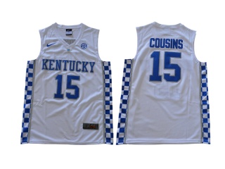 Kentucky Wildcats #15 DeMarcus Cousins College Basketball Jersey White