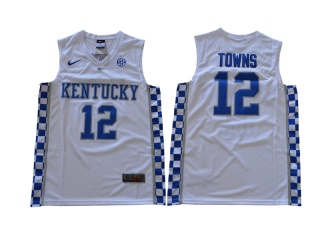 Kentucky Wildcats #12 Karl-Anthony Towns College Basketball Jersey White