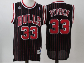 Chicago Bulls 33 Scottie Pippen Basketball Jersey Black Pinstripes Throwback