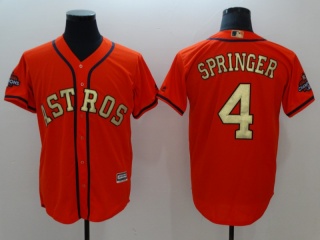 Houston Astros #4 George Springer Cool Base Jerseys Orange With Gold Number