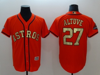 Houston Astros #27 Jose Altuve Cool Base Jerseys Orange With Gold Number