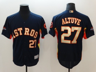 Houston Astros #27 Jose Altuve Cool Base Jerseys Navy Blue With Gold Number