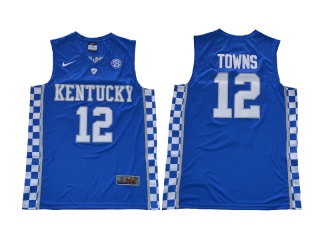 Kentucky Wildcats #12 Karl-Anthony Towns College Basketball Jersey Blue